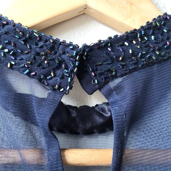 JKARA Beaded Navy Gown Maxi Dress - 6P - Picture 8 of 13